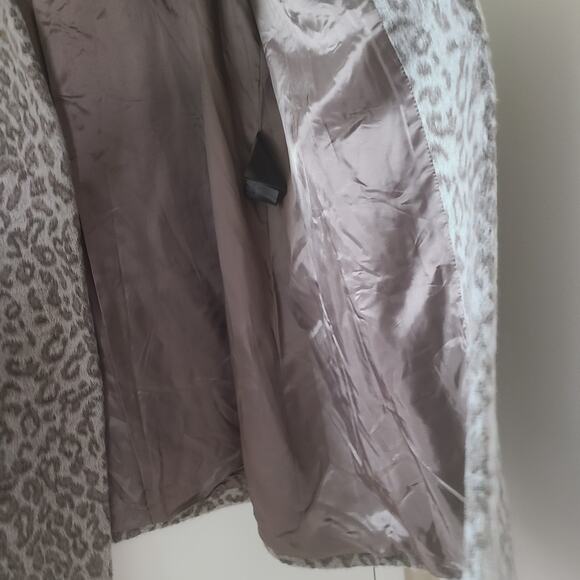 Cinzia Rocca Icon Gray Leopard Slant Pockets Crossover Collar Coat US 18  0 - Picture 11 of 15